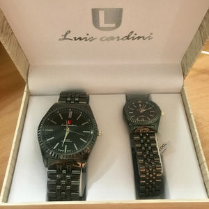 Watch Set Men Women Silver Color Quartz New